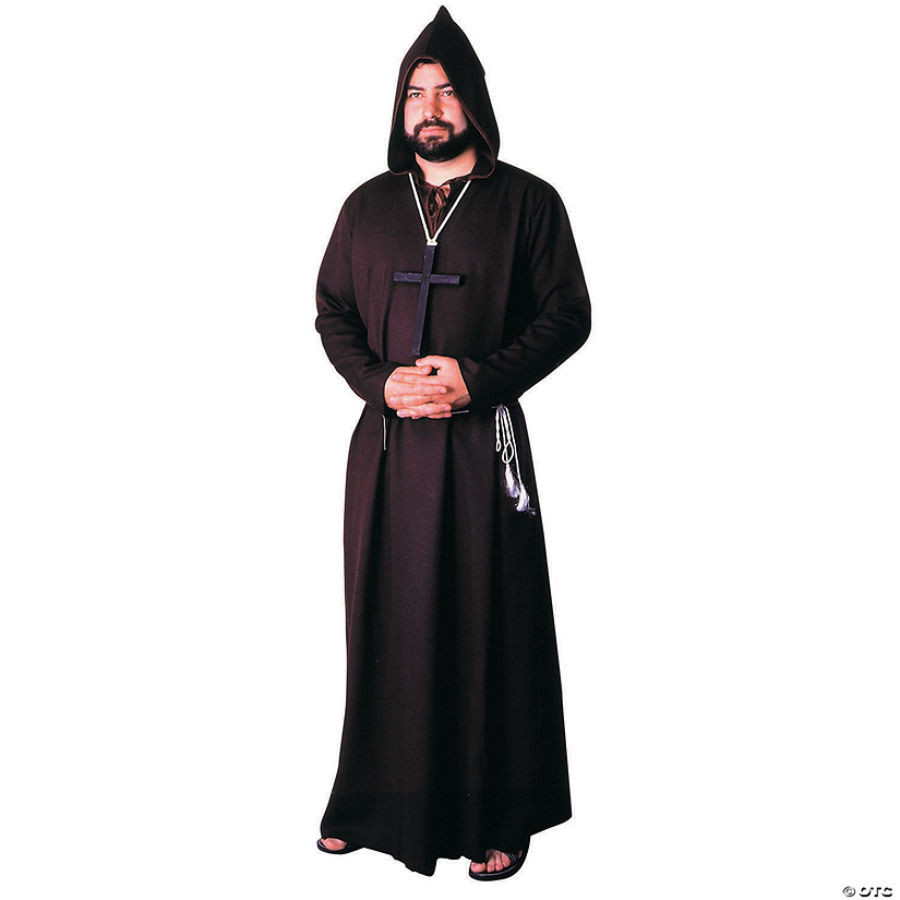 Monk Robe Black Men's Adult Costume Hood Halloween 
