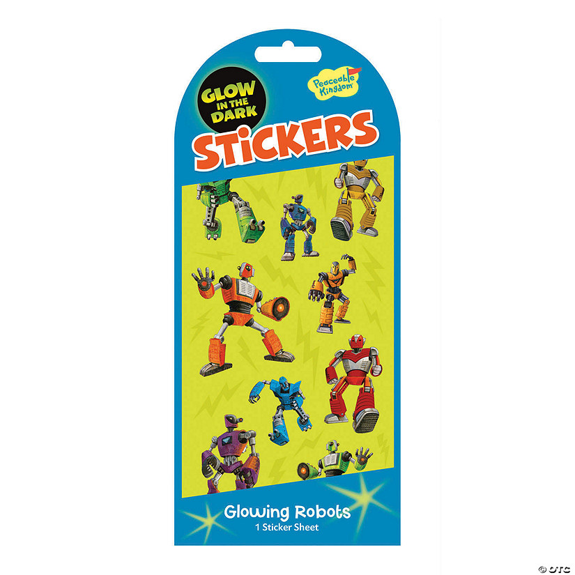 Robot Glow-in-the-Dark Stickers: Pack of 12 Image