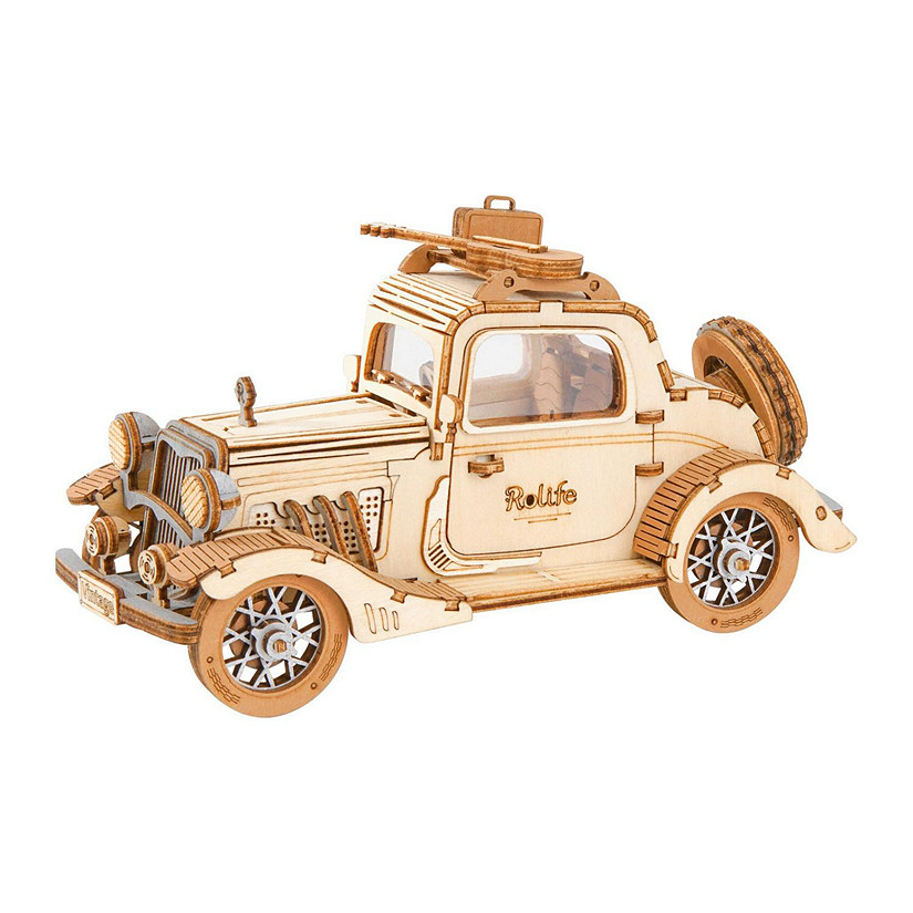 Robotime DIY 3D Transportation Wooden Model - Vintage Car Building Kits - Toy Gift for Children Adult Image