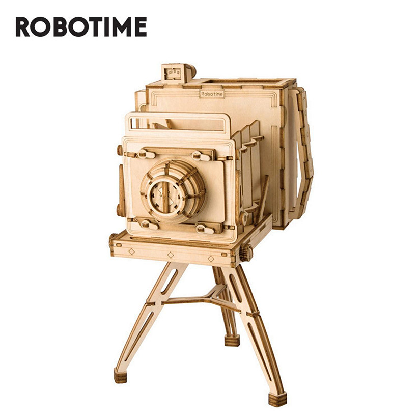 Robotime DIY Vintage Assembly Camera Toys - 3D Wooden Puzzle Model Toy - Desk Decoration for Childrens and Adults Image