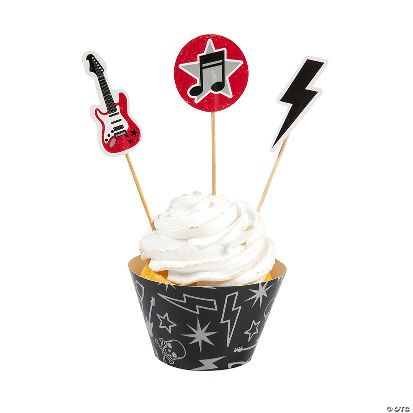 Rock Star Cupcake Wrappers with Toppers &#8211; 100 Pc. Image