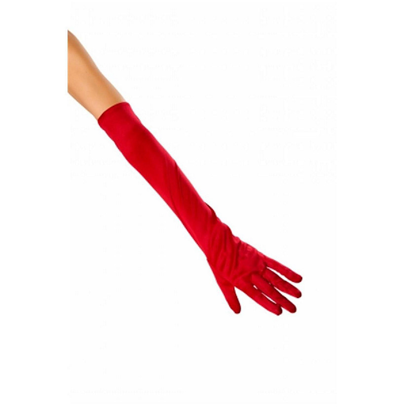 Roma Costume 10104-Red-O-S Stretch Satin Gloves Adult Costume, Red - One Size Image