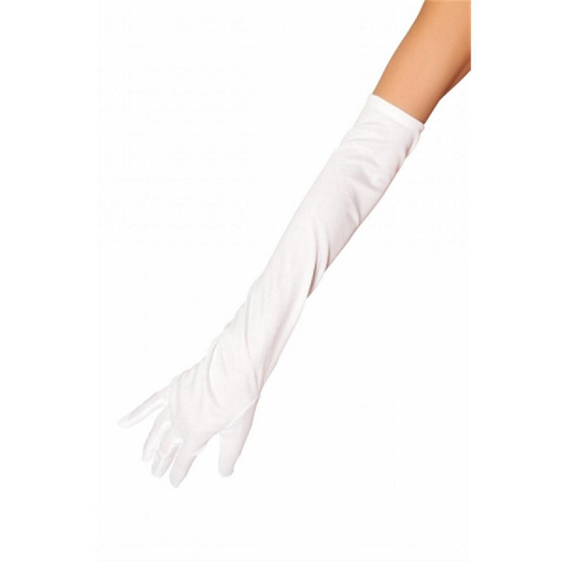 Roma Costume 10104-Wht-O-S Stretch Satin Gloves Adult Costume, White - One Size Image