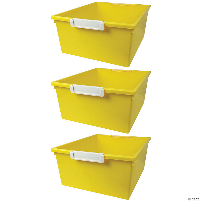 Romanoff Tattle&#8482; Tray with Label Holder, 12 Qt., Yellow, Set of 3 Image