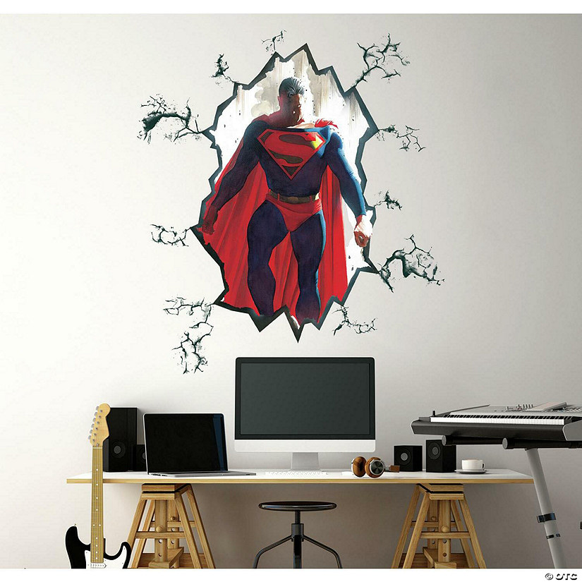Roommates Alex Ross Superman Cracked Peel And Stick Giant Wall Decal Image