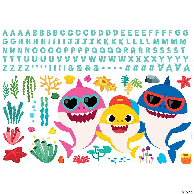 RoomMates Baby Shark Peel And Stick Giant Wall Decals With Alphabet Image