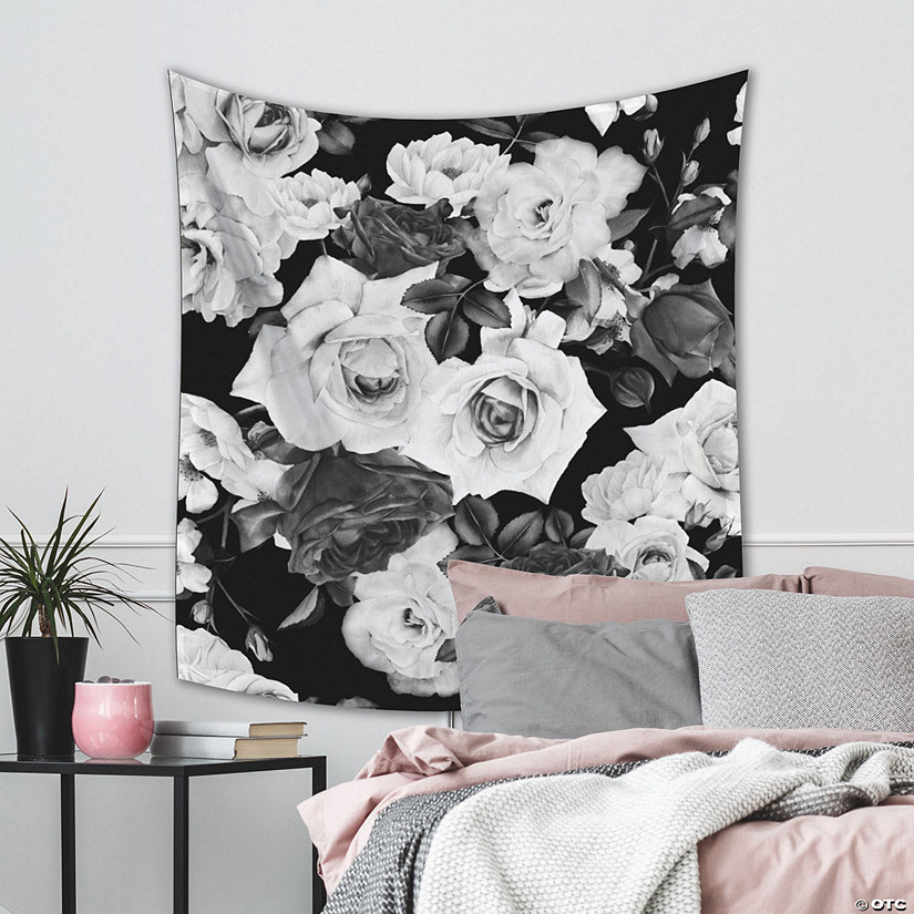 RoomMates Black And White Floral Tapestry Image