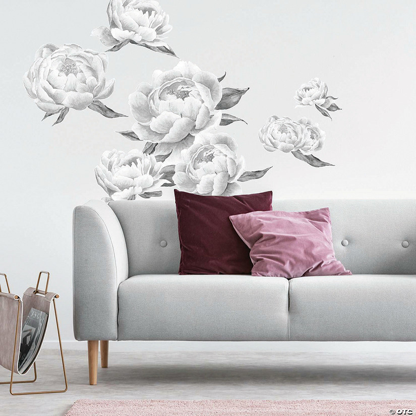 Roommates Black Peonies Peel And Stick Giant Wall Decals Image