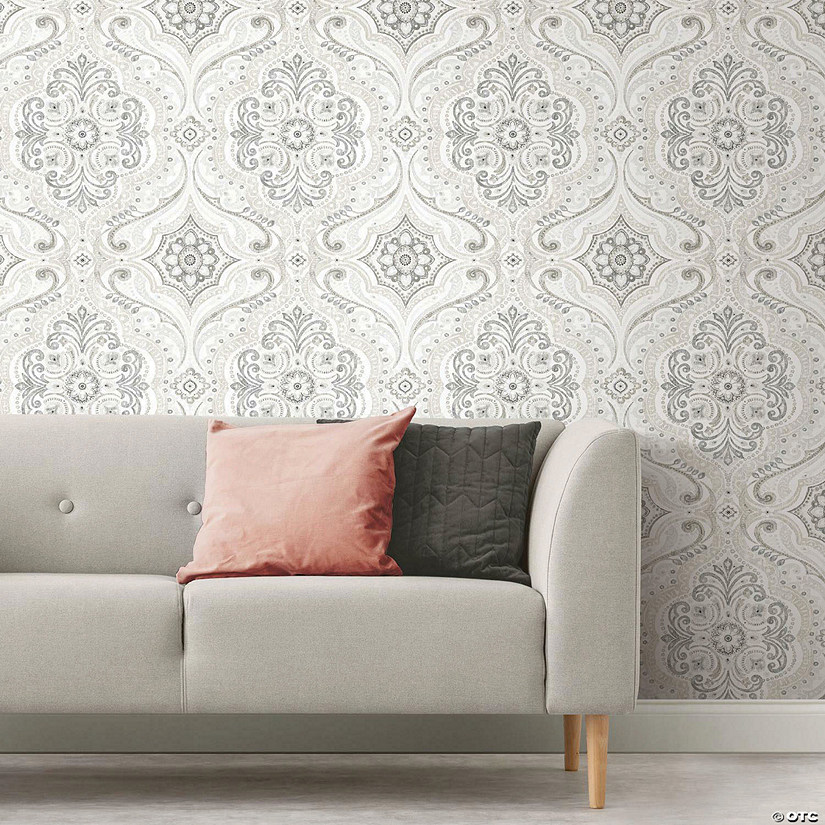 Roommates Bohemian Damask Peel & Stick Wallpaper - Taupe Image