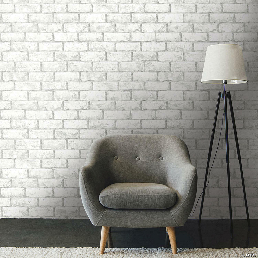 Roommates Brick Peel & Stick Wallpaper White Oriental Trading