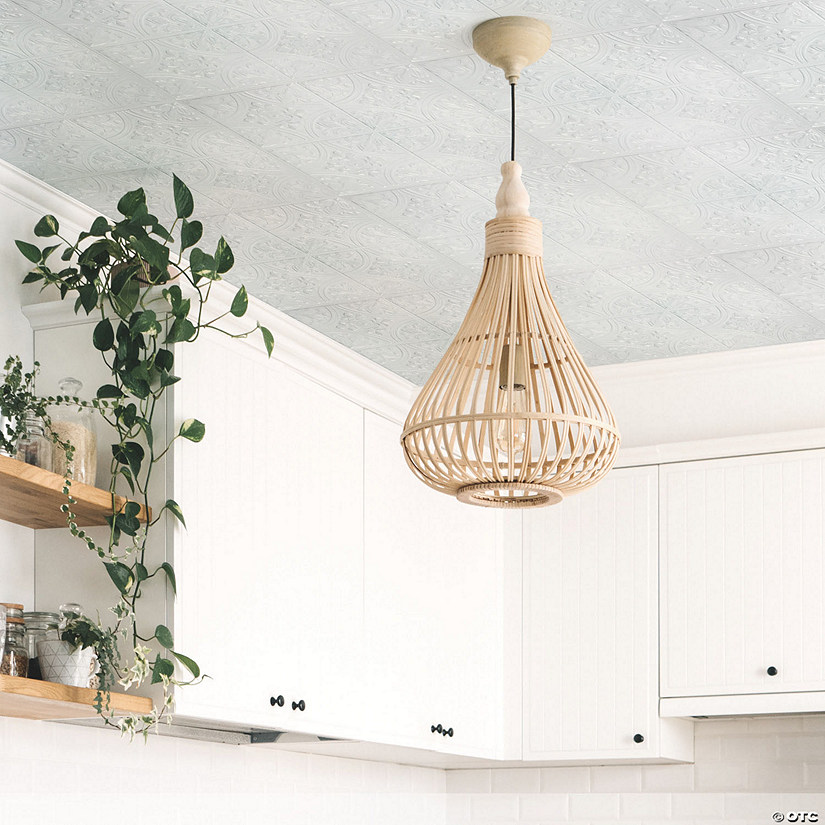 RoomMates Bright White Tin Tile Peel And Stick Backsplash Image