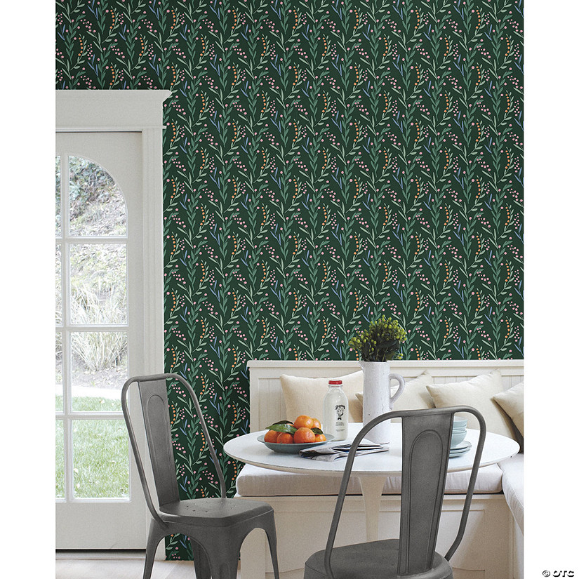 RoomMates Budding Branches Peel & Stick Wallpaper Green Oriental