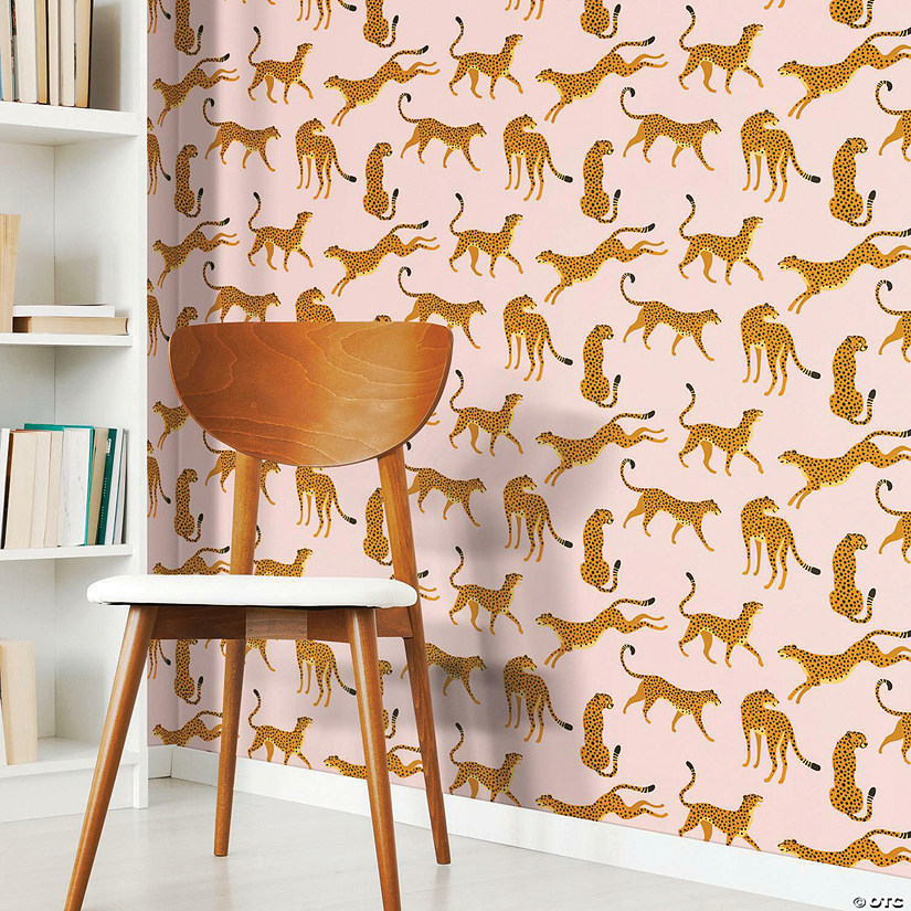RoomMates Cheetah Cheetah Peel and Stick Wallpaper - Pinks Image