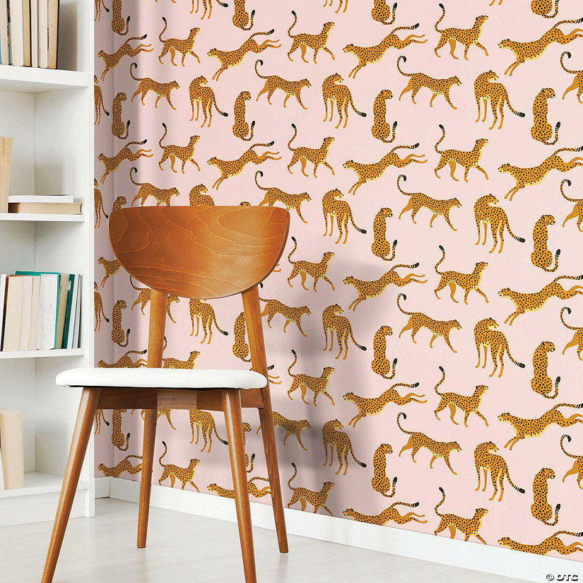 RoomMates Cheetah Cheetah Peel and Stick Wallpaper Pinks Oriental