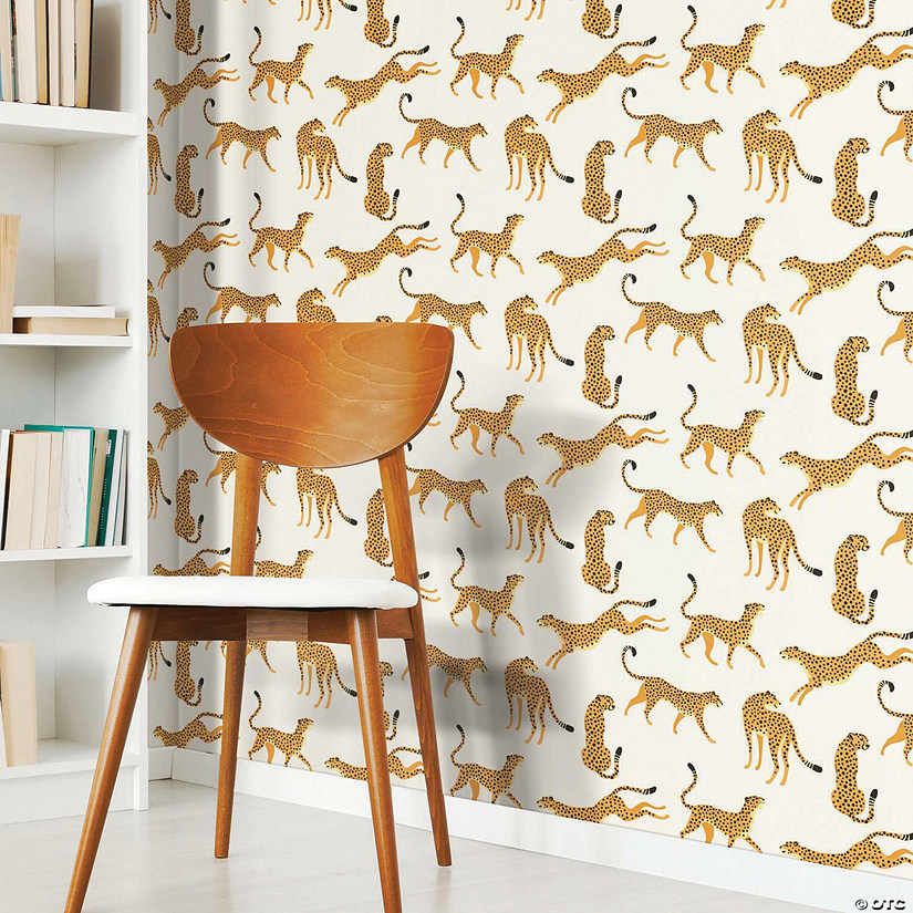 RoomMates Cheetah Cheetah Peel and Stick Wallpaper - Whites Image