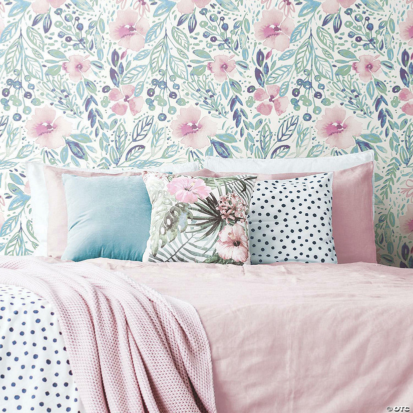 Roommates Clara Jean April Showers Peel & Stick Wallpaper - Pink Image