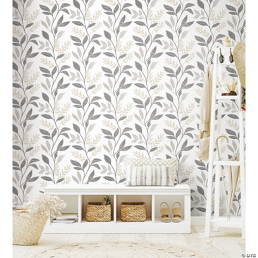 RoomMates Cottage Vine Peel & Stick Wallpaper - Gray Image