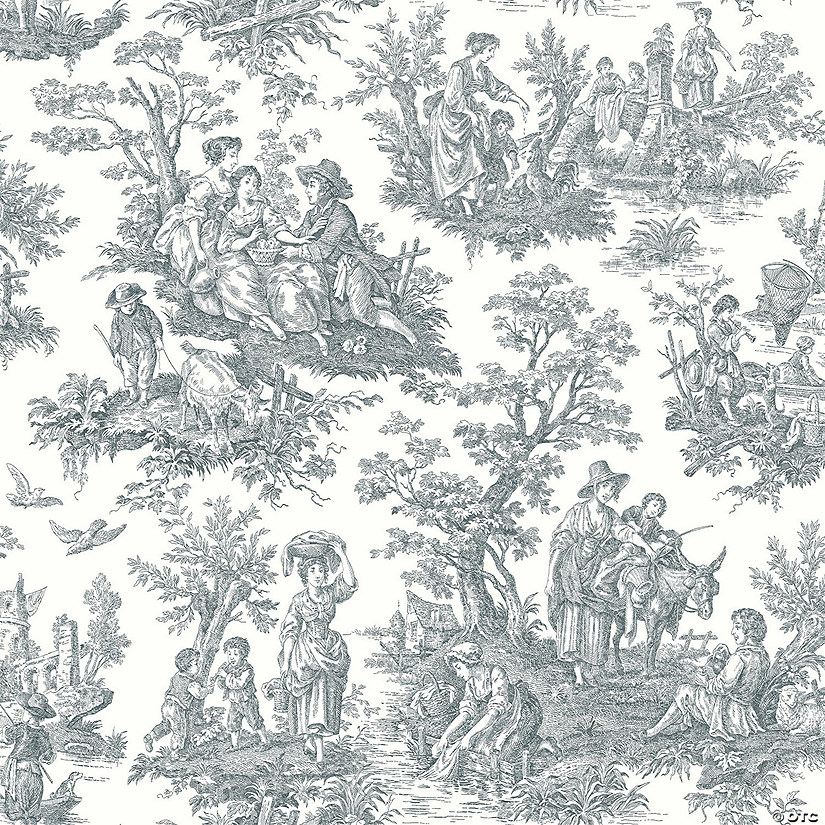 Roommates Country Life Toile Peel & Stick Wallpaper - Grey Image