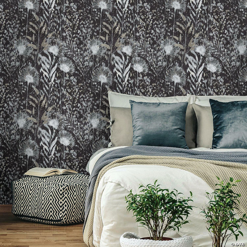 Roommates Dandelion Peel & Stick Wallpaper - Black Image