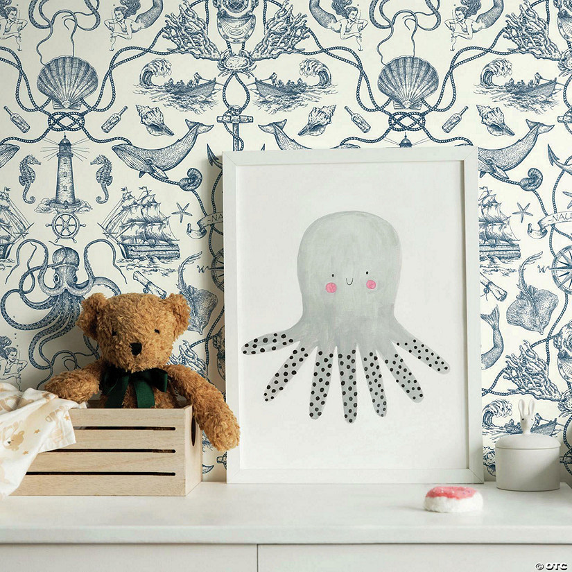 Roommates Deep Sea Toile Peel & Stick Wallpaper - Blue Image