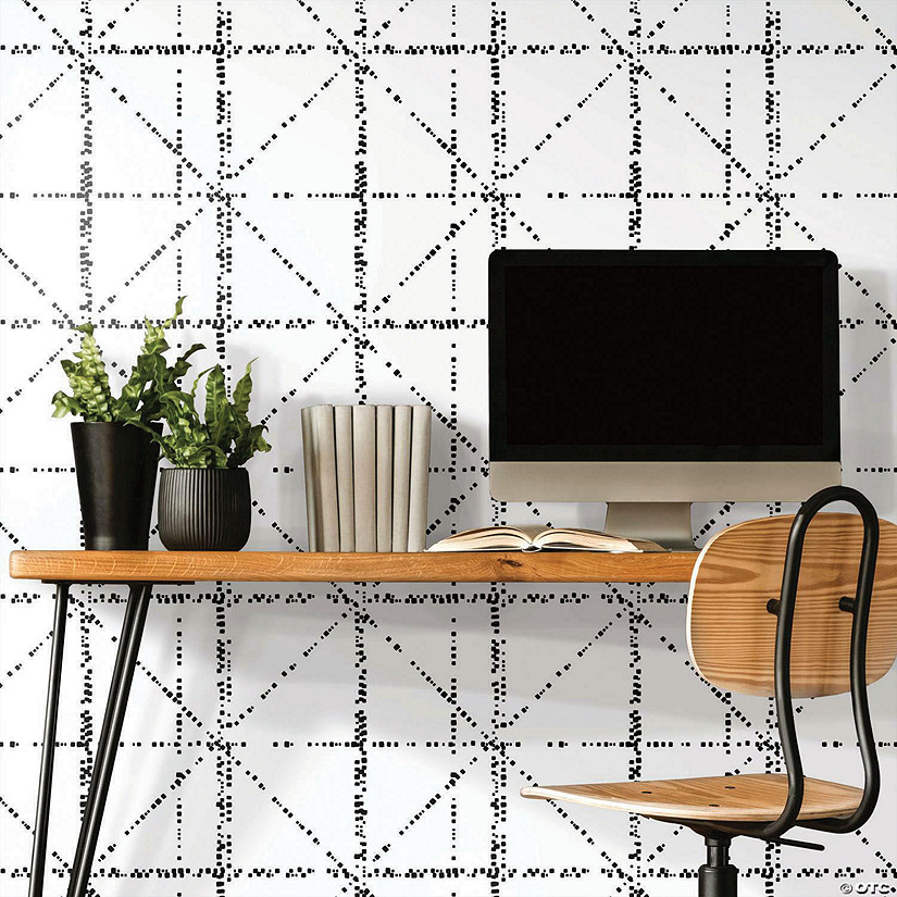 RoomMates Diamond Grid Specks Peel & Stick Wallpaper Black Image