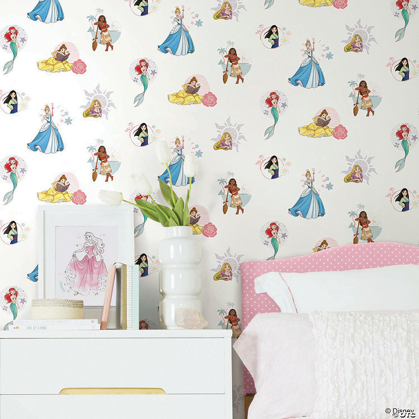 Roommates Disney Princess Power Peel & Stick Wallpaper - White/Blue Image