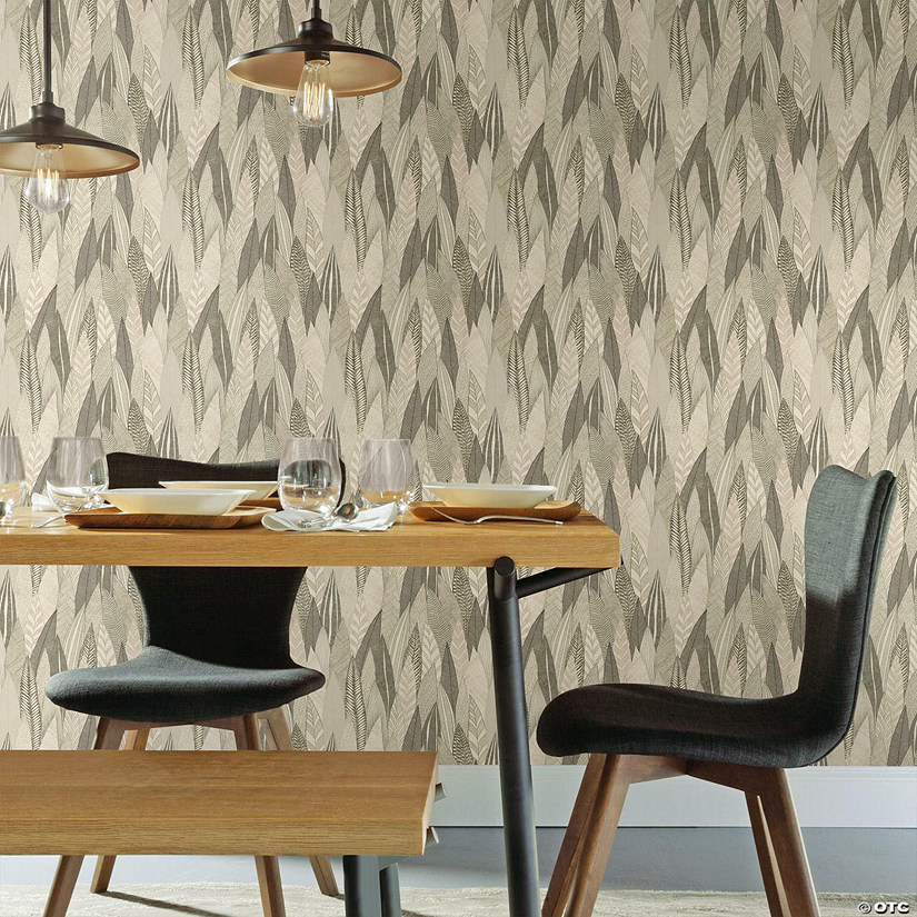 Roommates Fern & Feathers Peel & Stick Wallpaper - Brown Image