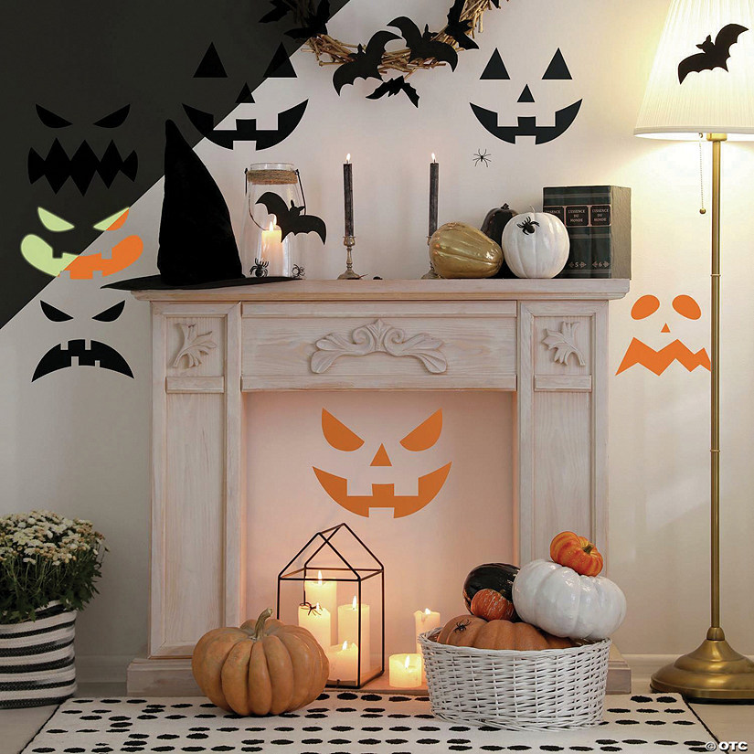 Roommates Halloween Pumpkin Faces Glow In The Dark Peel And Stick Wall Decals Image