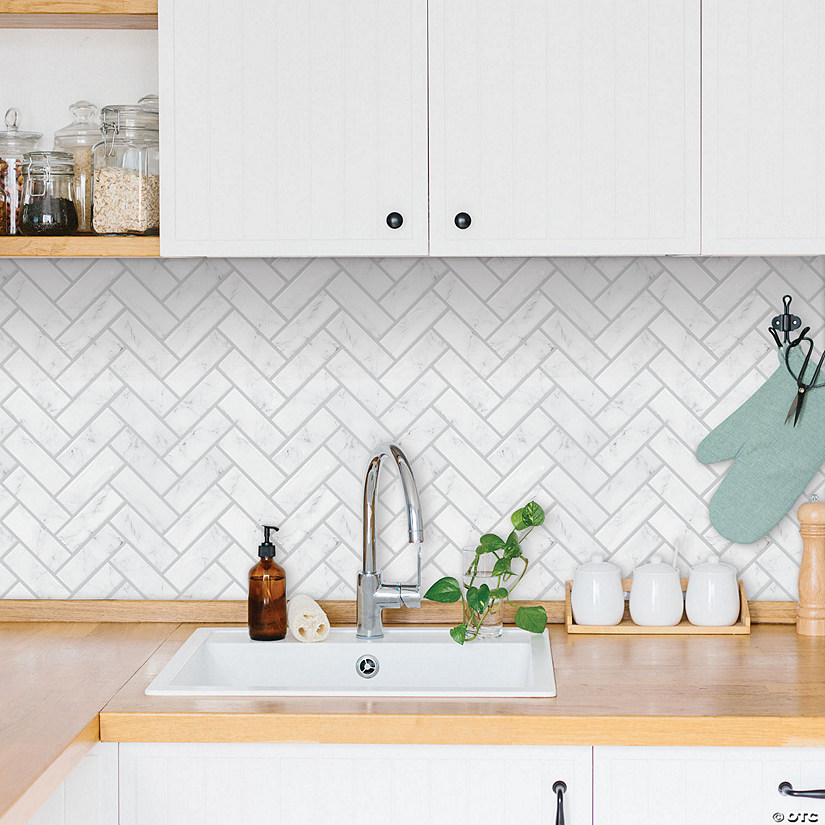 RoomMates Marble Herringbone Peel And Stick Sticktile Oriental Trading