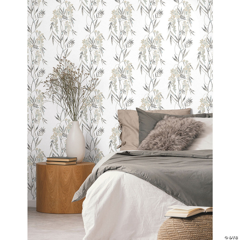 RoomMates Nouveaux Wisteria Peel & Stick Wallpaper - White Image