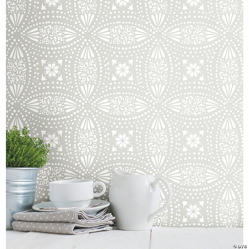 RoomMates Overlapping Medallions Peel & Stick Wallpaper - Gray Image