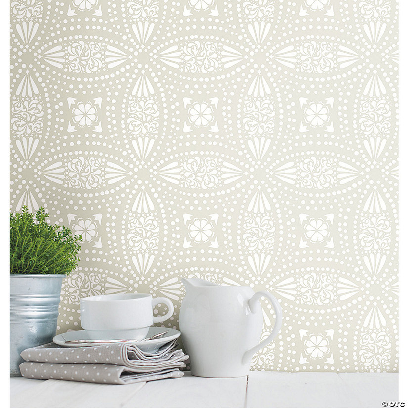 RoomMates Overlapping Medallions Peel & Stick Wallpaper - Taupe