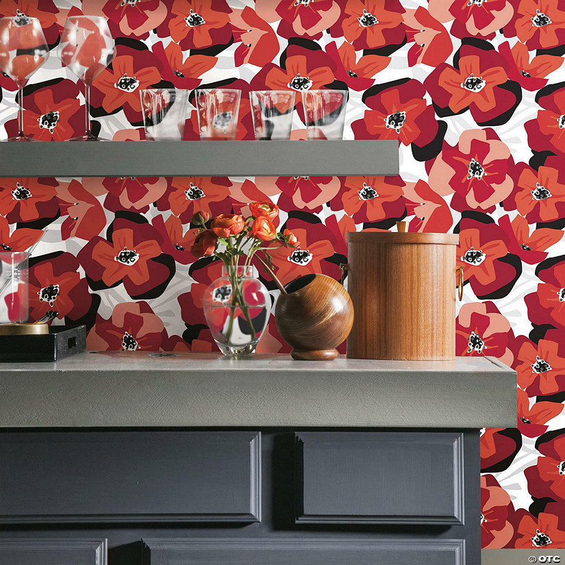 RoomMates Poppy Punch Peel & Stick Wallpaper Red