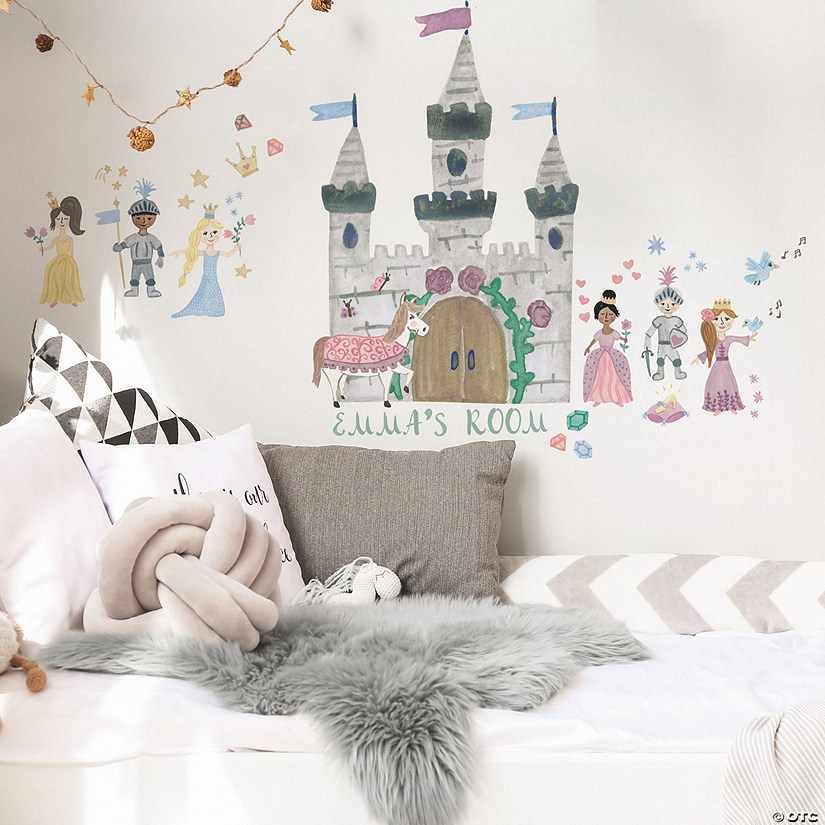 RoomMates Princess And Knight Castle Peel And Stick Giant Wall Decal With Alphabet Image