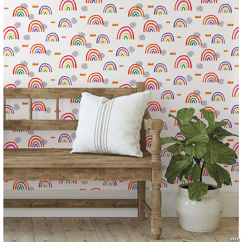 Roommates Rainbow’S End Peel & Stick Wallpaper - White/Red