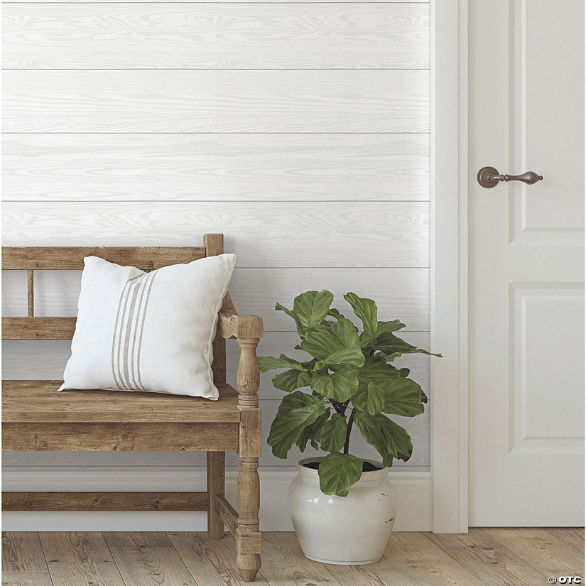 RoomMates Raised Shiplap Peel & Stick Wallpaper - White Image