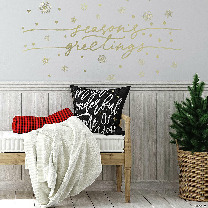 Roommates Season'S Greetings Peel And Stick Wall Decals With Metallic Ink Image