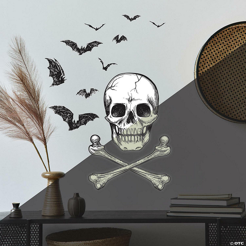 Roommates Skull Glow In The Dark Peel And Stick Giant Wall Decal Image