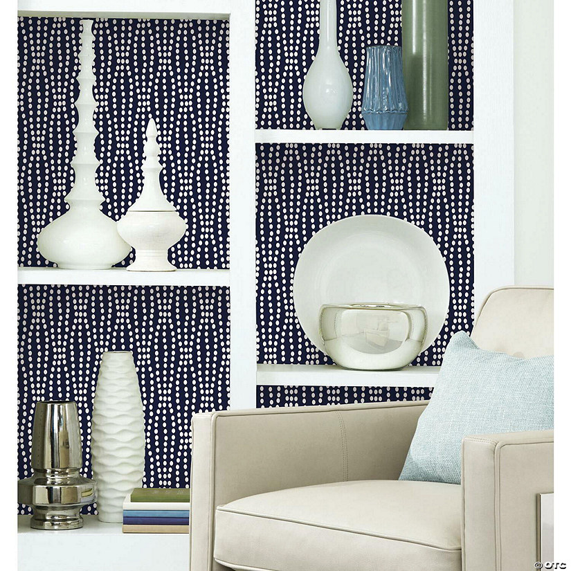 Roommates Strands Peel & Stick Wallpaper - Navy Image