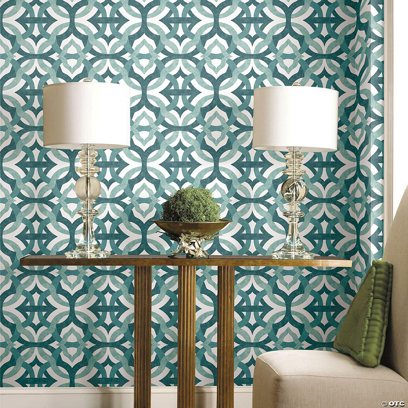 Roommates Tipton Peel And Stick Wallpaper Teal Oriental Trading