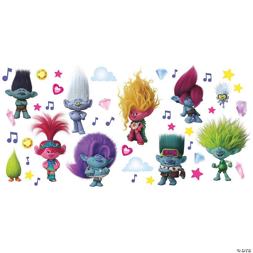 RoomMates Trolls 3 Band Together with Glitter Wall Decals Image