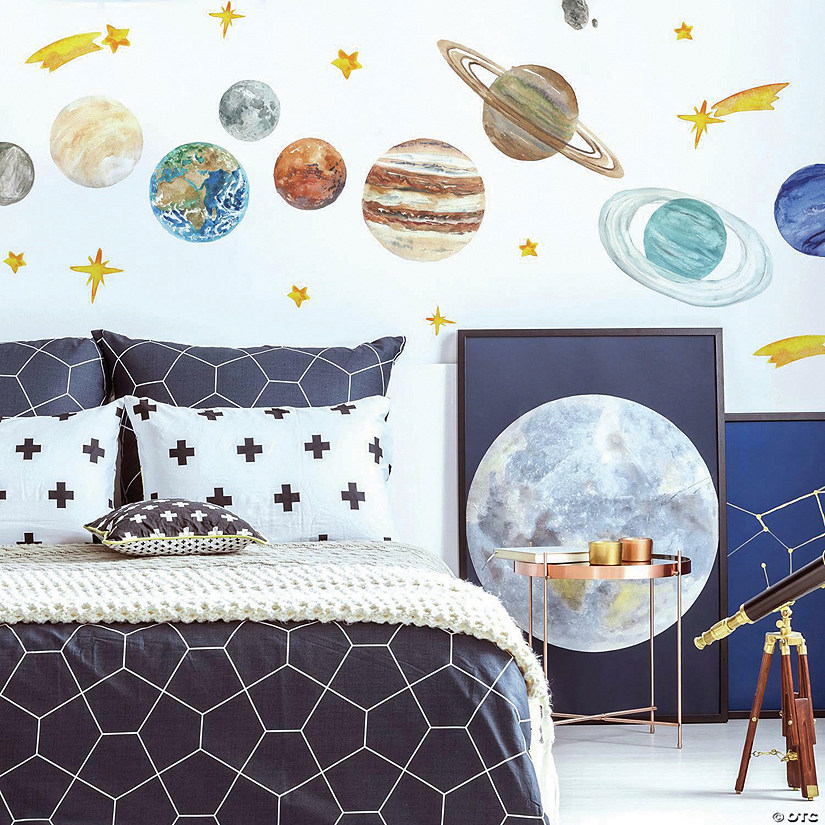 RoomMates Watercolor Planets Peel and Stick Giant Wall Decals Image