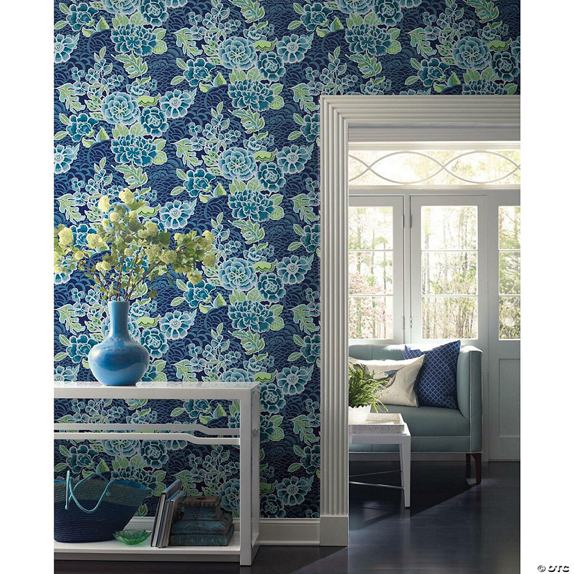 Roommates Zen Garden Peel & Stick Wallpaper - Blue Image
