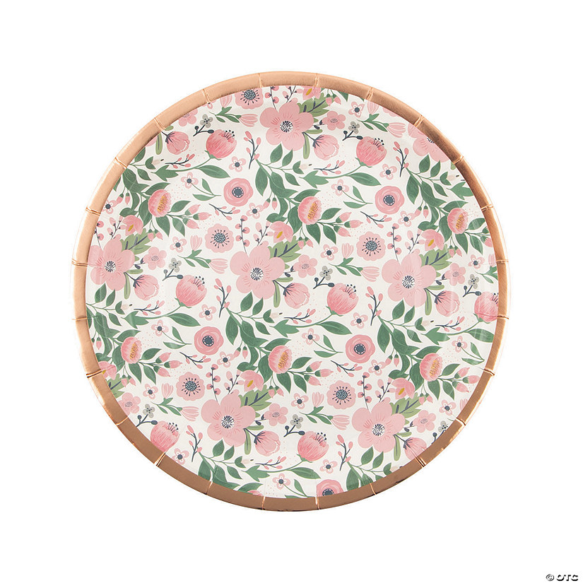 Rose Gold Bridal Shower Paper Dinner Plates - 8 Ct. | Oriental Trading