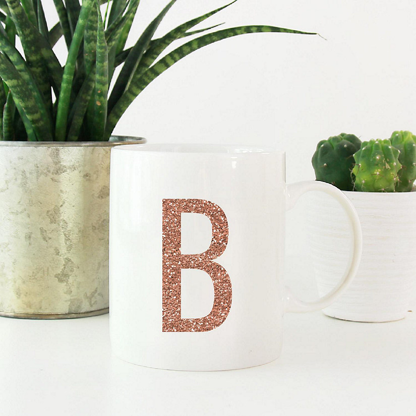 Rose Gold Faux Glitter B Ceramic Mug Image