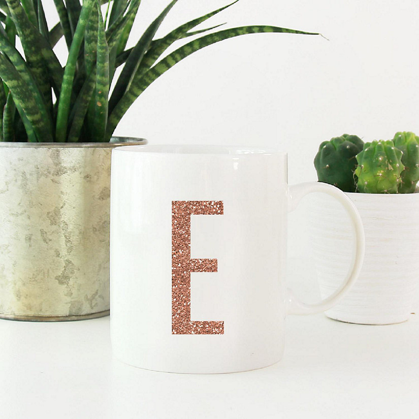 Rose Gold Faux Glitter E Ceramic Mug Image