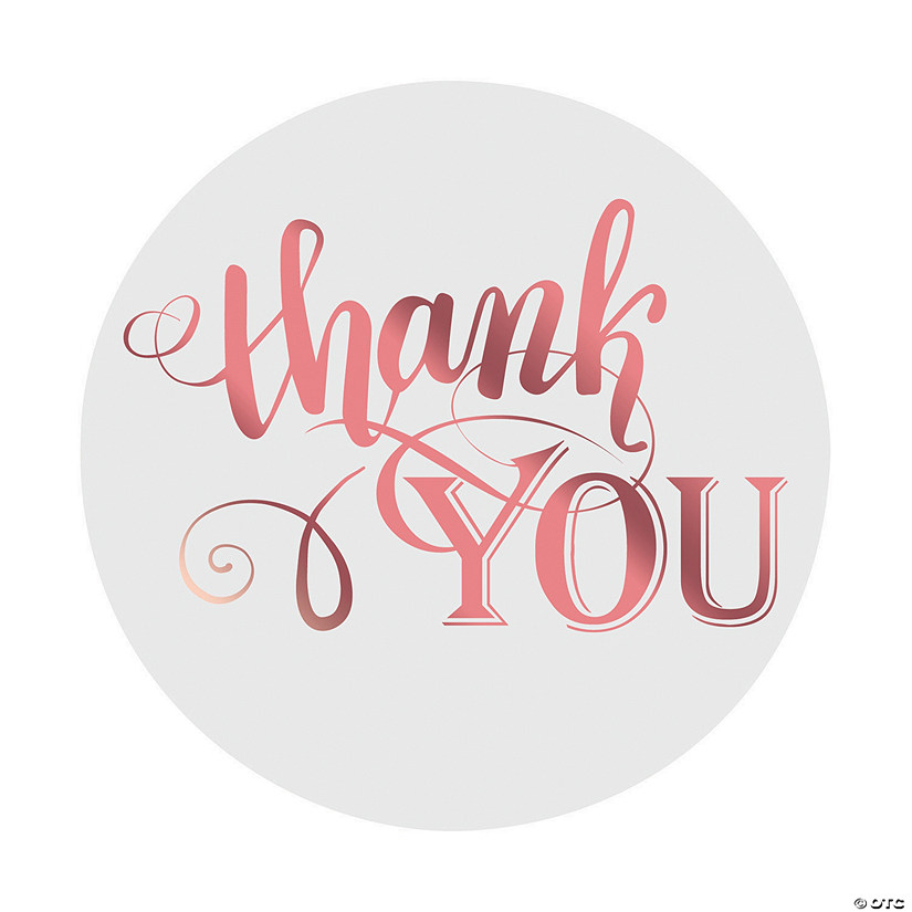 Rose Gold Foil Thank You Stickers - 100 Pc. Image