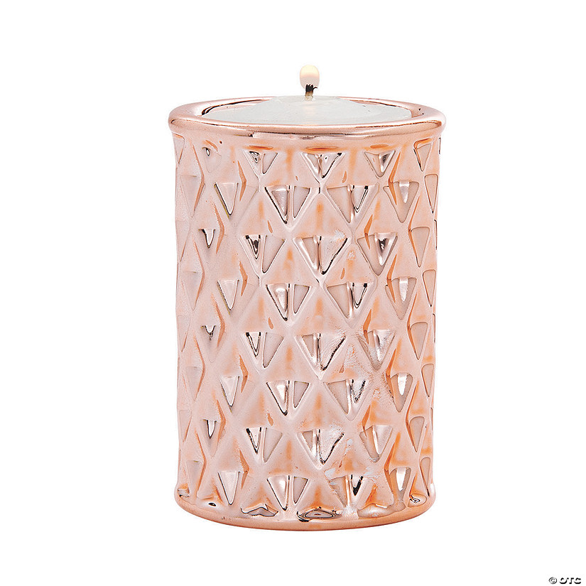 Rose Gold Geometric Candle Holders - 3 Pc. Image