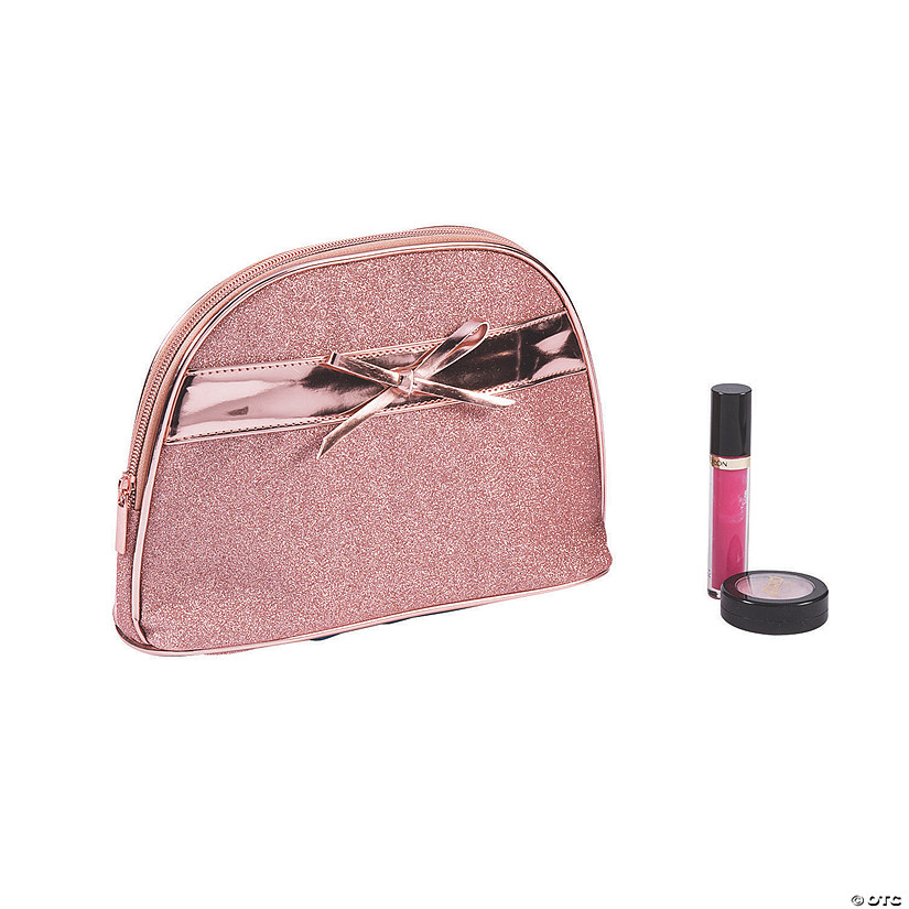Rose Gold Glitter Polyester Makeup Bag Image