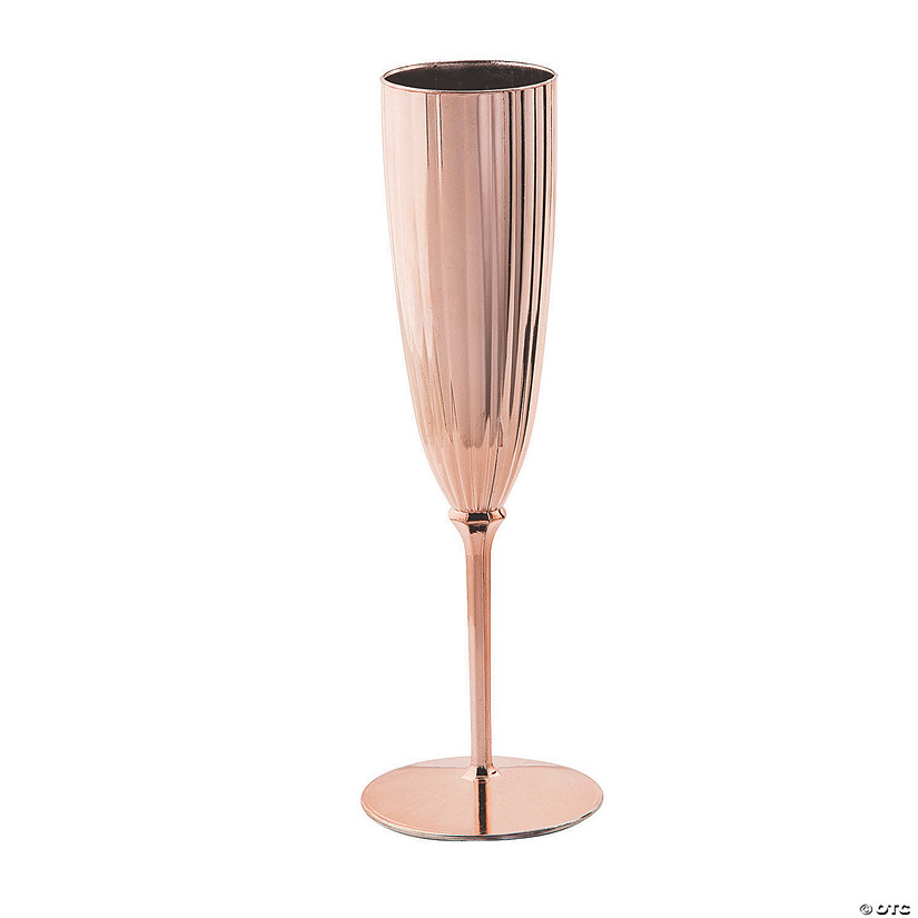 Rose Gold Metallic Plastic Champagne Flutes - 12 Ct. Image